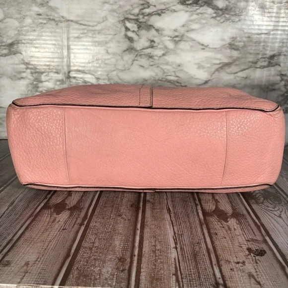 Coach Pink and Brown Leather Tote Bag Purse Double Handles - Picture 7 of 14